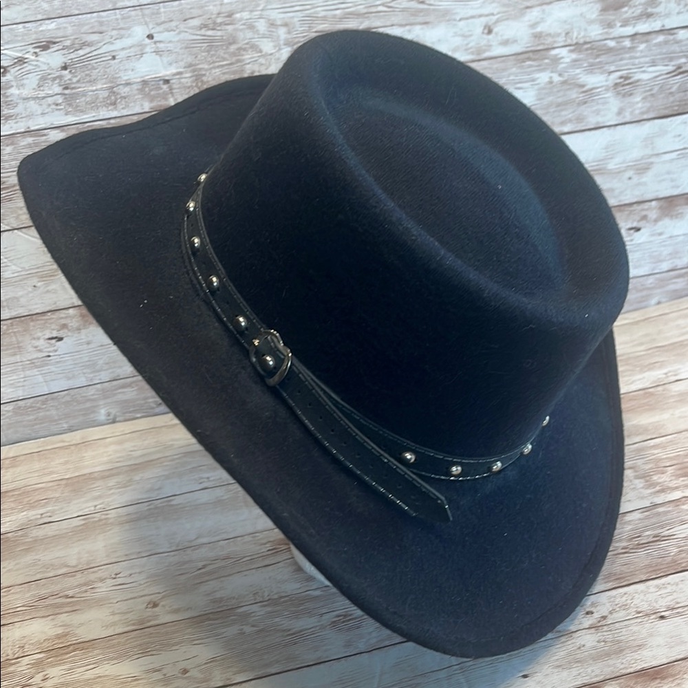 Texas Hat Co Pigalle Black and Silver Western Style Hat with Studded Band 7-1/8 - Picture 7 of 9